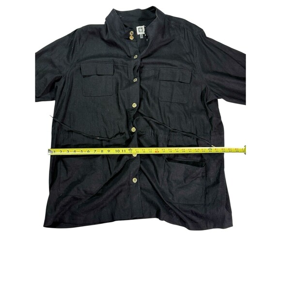 Anne Klein Black Linen blend Jacket Women' SZ 3X drawstring coat - Picture 11 of 16